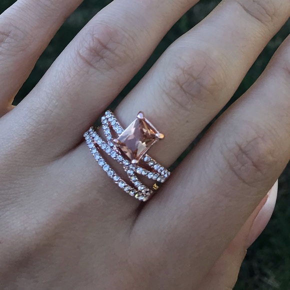 New Rose Gold Color Bijoux Champagne CZ Stone ring - Picture 2 of 4